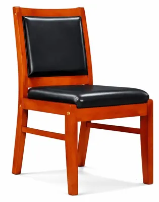 Produktbild von Konferenzstuhl aus Holz mit schwarzem Kunstleder und modernem Design