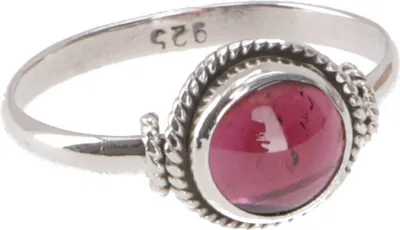 Produktbild von Boho Silberring, Filigraner Edelsteinring mit Rundem Stein - Granat, Rot, SterlingSilber, Ringgröße: 52 (16,6 Mm), 1*1 cm