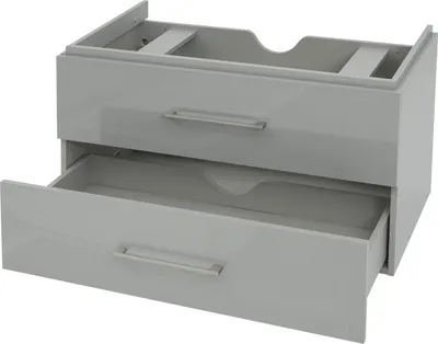 Produktbild von Premium Waschbeckenunterschrank HWC-D16, Waschtischunterschrank Waschtisch Badmöbel, hochglanz 90cm  grau