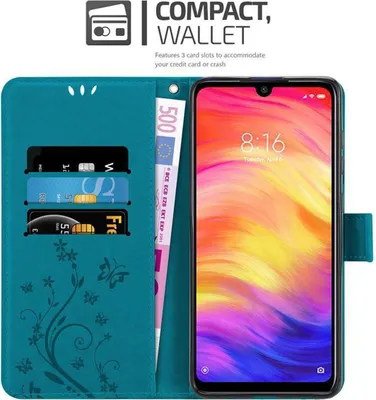 Image de Cadorabo Housse pour Xiaomi RedMi NOTE 7 Housse de protection en bleu Housse pour portable Etui Case Fleurs Flower