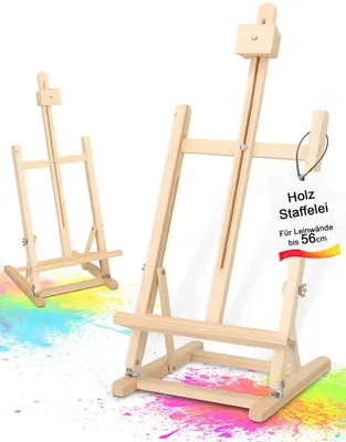 Produktbild von Tischstaffelei aus Kiefernholz 64 cm faltbar höhenverstellbar für Leinwände bis 56 cm