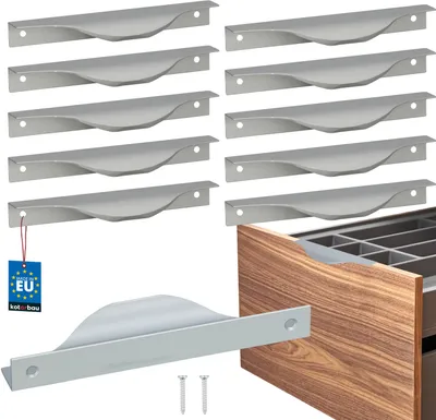 Produktbild von KOTARBAU® 10er Set Möbelgriff Möbelgriffe Schrankgriffe 128 / 148 mm ZnAl Küchengriffe Silber Griffe Möbel Türgriff Profilgriff Türgriffe Küche Schubladengriffe Griffe für Küchenschränke Modern