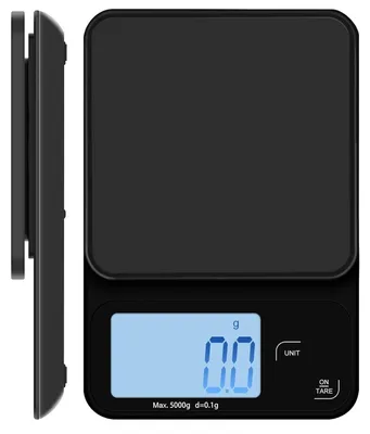 Obrázek produktu pro Kuchyňská váha Digitální - 5 kg - 1 g - Velký LCD displej - Funkce tára - Černá