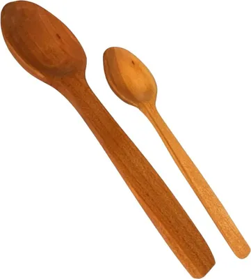Image de Cuillère en bois de cerisier 2 pièces ensemble moyen | cuillère en bois de cuisine | cuillère de cuisson écologique | accessoires de cuisine naturels