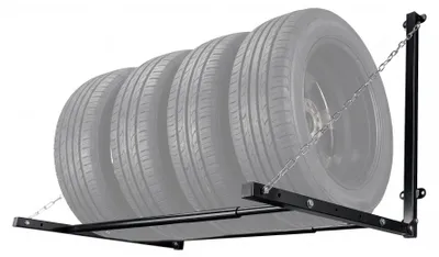 Produktbild von Wiltec Reifenhalter – 1370 x 730 x 705 mm, einstellbare Breite – für 4 Reifen – bis 130 kg – aus Stahl – für Wandmontage zur Lagerung von Reifen – Felgenbaum Reifenregal Felgenregal Reifenständer