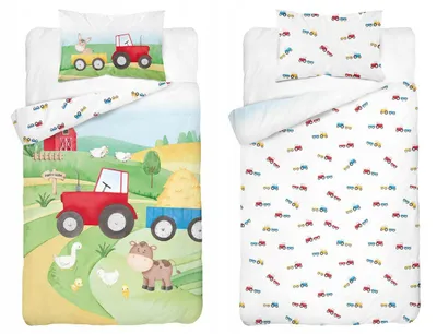 Produktbild von Detexpol Traktor Bauernhof Kinder-Bettwäsche 90x120 cm