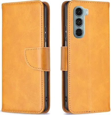 Produktbild von Mobigear Excellent  Motorola Moto G200 5G Hülle Klapphülle Geldbörse - Cognac
