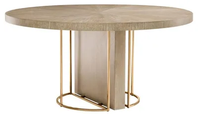 Produktbild von Casa Padrino Luxus Esstisch Braun / Messing Ø 150 x H. 75 cm - Luxus Qualität