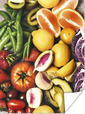 Produktbild von MuchoWow® Poster Obst - Gemüse - Farben 90x120 cm - Wohnzimmer
