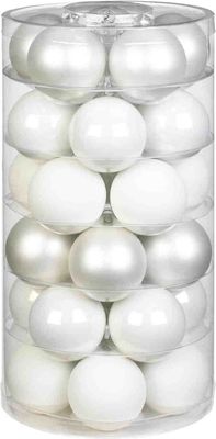 Weihnachtskugeln Glas 6cm Just White, 30 Stück