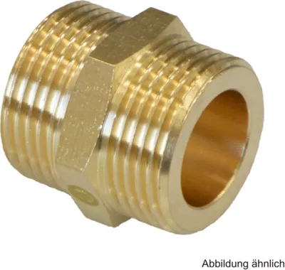 Produktbild von Rotguss Doppelnippel mit Gewinde, breite Ausführung, 1 1/4"