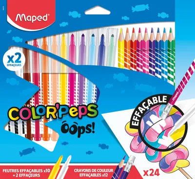 Productafbeelding van Maped Oops Color'Peps set met viltstiften en kleurpotloden, uitwisbaar, 12 viltstiften