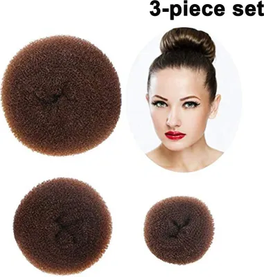 Produktbild von 3 Stück Frauen Damen Haar Chignon Bun Donut Shapers Knotenring Duttkissen Haarknoten Knotenrolle Haarschmuck