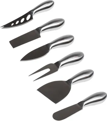 Produktbild von Krumble Käsemesserset 6-teilig aus Edelstahl in Box - Käsemesserset für alle Käsesorten - Stahl
