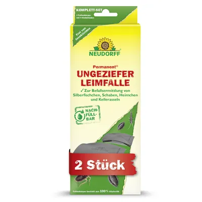 Produktbild von Neudorff Permanent UngezieferLeimFalle 2 Stk. Insektenfalle gegen Silberfischen, Schaben, Heimchen und Kellerasseln, insektizidfrei