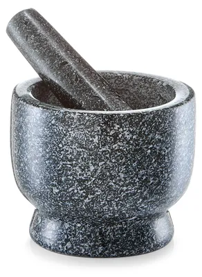 Image de ZELLER 24500 Set de mortier et pilon 12 x 10 cm Granit, anthracite