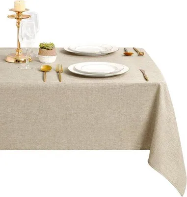 Obrázok produktu pre Bežová obrusová plachta v ľanovom vzhľade, 140 x 220 cm, odolná voči vlhkosti a nečistotám