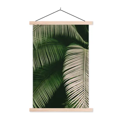 Produktbild von MuchoWow® Textilposter Palmwedel - Sommer - Tropisch 40x60 cm mit holzfarbenen Rahmen - Poster