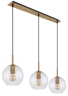 Produktbild von Hängeleuchte, 3-flammig, Glas, klar, messing, matt, H 120 cm