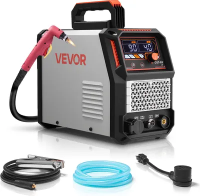 Immagine prodotto di Taglierina al plasma VEVOR, 65A, taglierina al plasma ad arco pilota senza alta frequenza - con funzione 2T/4T e tempo PT regolabile, display digitale, inverter IGBT per riparazioni domestiche, officine