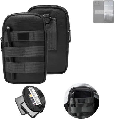 Produktbild von K-S-Trade Holster Gürtel Tasche kompatibel mit Asus Zenfone 11 Ultra Handy Tasche Schutz Hülle dunkel-grau viele Fächer, 1x