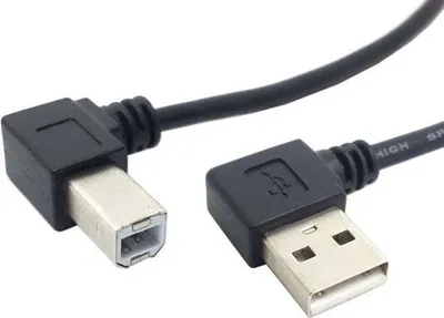 Produktbild von SYSTEM-S USB A (male) zu USB Typ B (male) Kabel 90° gewinkelt 22 cm