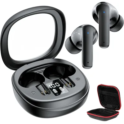 Produktbild von Kabellose In-Ear Kopfhörer Bluetooth LED Anzeige 50 Std ENC HiFi Stereo Klang und Automatische Kopplung Schwarz