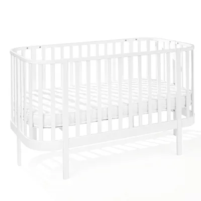 Produktbild von ATB MEBLE Gitterbett mit Matratze 140x70 cm - 2in1 Babybett Kinderbett umbaubar - GRAND Beistellbett Baby - Bett Baby Mitwachsend - Jugendbett - Weiß