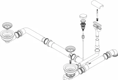An exploded view diagram of a sink drain assembly.