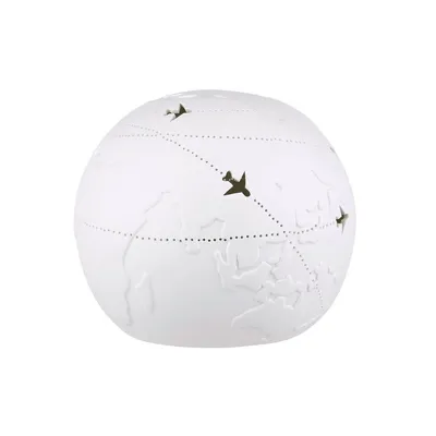 Produktbild von Gilde Tischleuchte, "Weltenbummler", Weltkartenmotiv, Porzellan, weiß, VE 1, H. 16 cm, D. 18 cm 32165 4063387321652