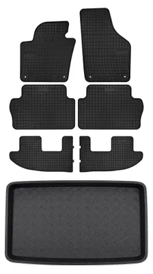 Productafbeelding van Rubberen automatten + kofferbakmat voor Seat Alhambra II vanaf 2010 – 7-delig, zwart, op maat – Wielganizator SolidPRO