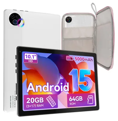 Produktbild von Tablet 10.1 Zoll, 20GB RAM, 64 GB ROM, Android 15, Dual-Kamera, 5000mAh, mit Tasche rosa