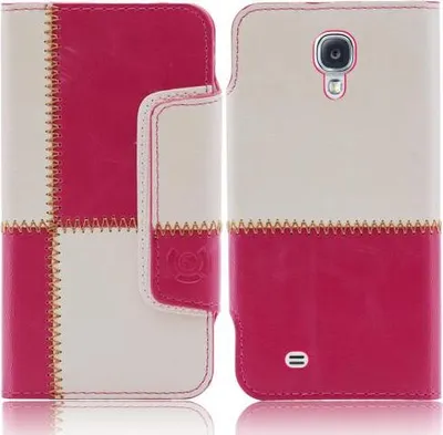 Produktbild von Samsung Galaxy S4 i9500 i9505 numia Bookstyle Nahtmuster Pink-Weiss
