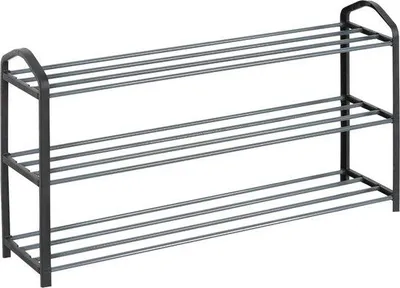 Produktbild von Schuhregal für 12 Paar, 3 Ebenen, Metall, Grau, 79x19,5x45cm