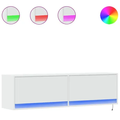Image de vidaXL Armoire TV murale avec éclairage LED blanc 140x31x38 cm