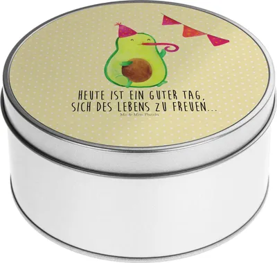 Produktbild von Mr. & Mrs. Panda Kaffeedose Avocado Party - Gelb Pastell - Geschenk, Teedose, keksdosen, Geburtstag, Dose, Avocados, Happy Birthday, Aufbewahrungsdose, Aufbewahrungsdosen