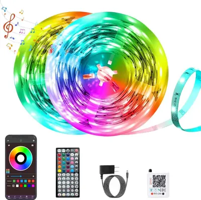 Obrázek produktu pro 40m LED pásek, vícebarevný dekorativní LED pásek ovládaný aplikací Bluetooth nebo 44klávesovým RGB dálkovým ovladačem