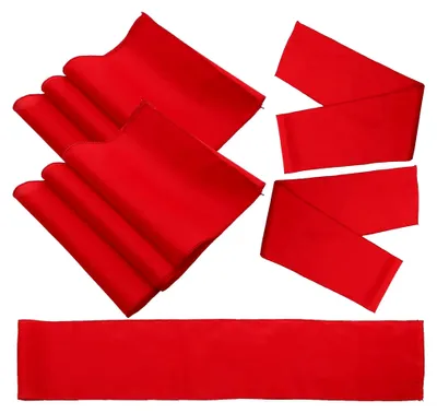 Produktbild von Wiederverwendbarer und farbechter Tischläufer aus rotem Polyester, 5 Stück, elegante Tischdecke für Hochzeiten, Partys und festliche Anlässe