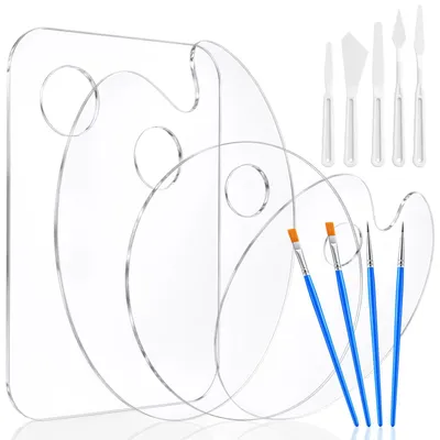 Produktbild von Klare Acryl Malpalette - 13-teiliges Set zum Mischen von Acrylfarben - Transparent