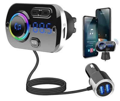 Produktbild von FM Transmitter Auto Bluetooth, Kfz Schnellladegerät mit 30W PD 3.0 und 18W QC 3.0, Freisprecheinrichtung, AUX und LED-Beleuchtung