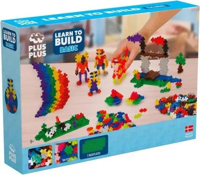 Produktbild von PlusPlus Mini Mix Bausteine, 600 Teile (Basic/Neon) + 2 Platten