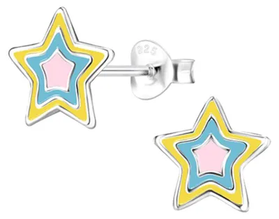 Produktbild von Ohrringe Silber 925 Kinder Ohrstecker „Stern“ Gelb