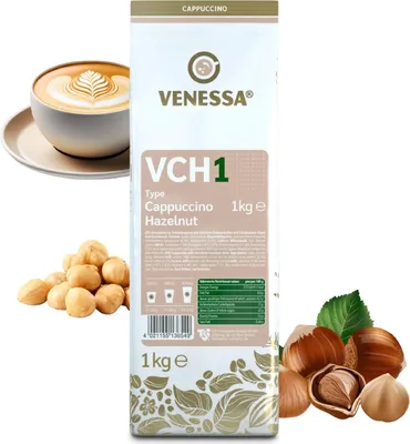 Produktbild von VENESSA VCH 1 Cappuccino Hazelnut 1kg - Löslich -  Instantkaffee mit Haselnussgeschmack - Aromatisch Cremig - Für Kaffeevollautomaten Vending & Office