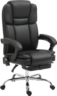 Produktbild von AIORBER Ergonomischer Bürostuhl mit Massage und Heizfunktion, Chefsessel mit Liegefunktion und Fußstütze, Höhenverstellbar, Kunstleder Schwarz