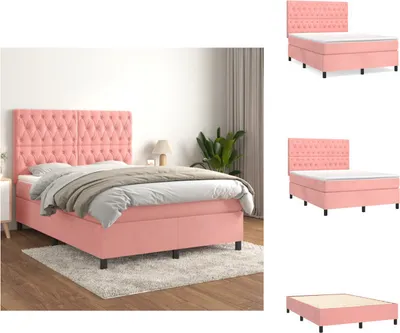 Obrázek produktu pro vidaXL Skříňová postel s matrací růžová 140x190 cm samet - Postele a válendy