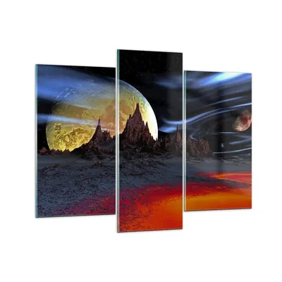 Produktbild von Bilder auf glas - Planeten Mond Universum - 130x100cm - Glasbilder - Wandbilder - Kunstdruck - zum Aufhängen bereit - Wanddekoration aus Glas - Glas Bilder - Wandbild auf Glas - GCB130x100-2346