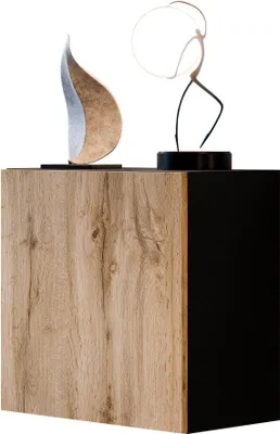 Produktbild von MIRJAN24 Vitrine Quadrat Capital, Stilvoll Wohnzimmer, Vitrine mit eins Drehtüren (Farbe: Schwarz / Schwarz + Wotan Eiche)