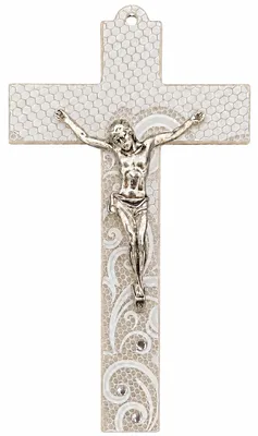 Kristallglas Wandkreuz 17 cm mit Jesus-Korpus, gesegnet
