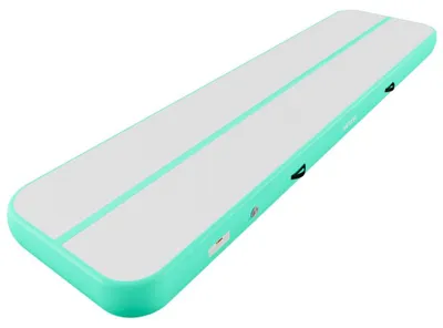 Zdjęcie produktu dla Materac do jogi/gymnastyki nadmuchiwany - 400x100x20 cm, kolor: miętowy - z pompą powietrza o mocy 600 W