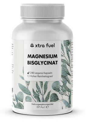 Produktbild von Magnesium Bisglycinat - Chelat-Formel mit 315 mg elementarem Magnesium – 1x Dose (240x Bisglycinat Kapseln)